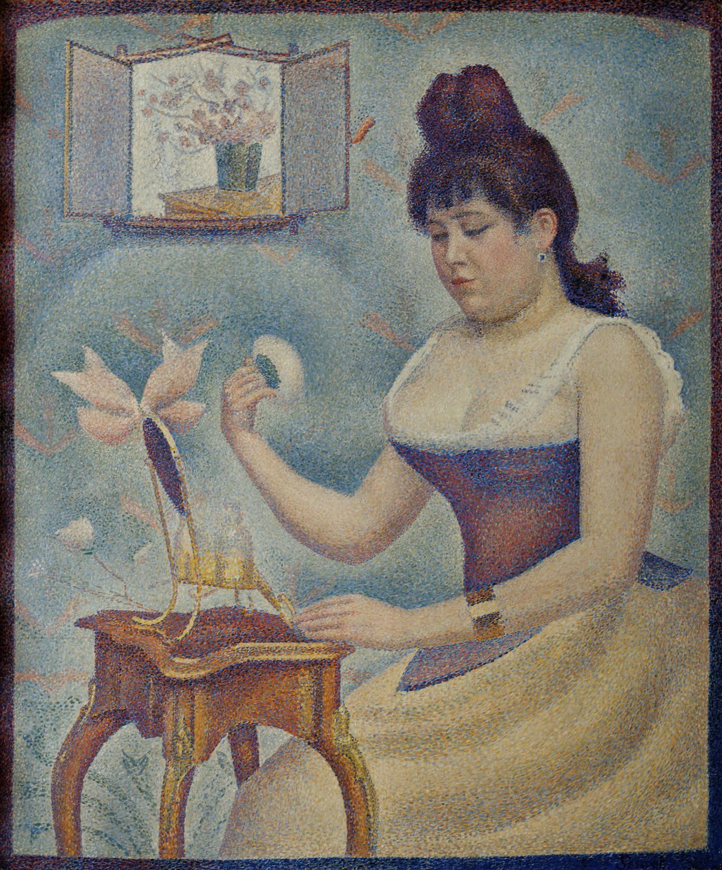 Ung kvinde pudrer sig Ung kvinde pudrer sig selv, 1889-1890. af Georges Pierre Seurat