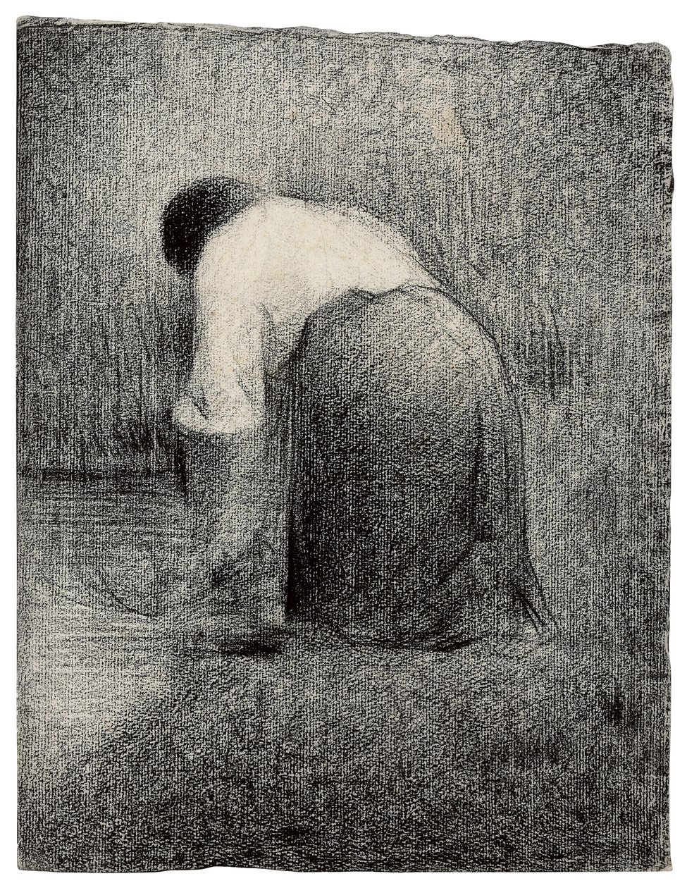 Knælende kvinde; Femme agenouillee, c.1881 af Georges Pierre Seurat