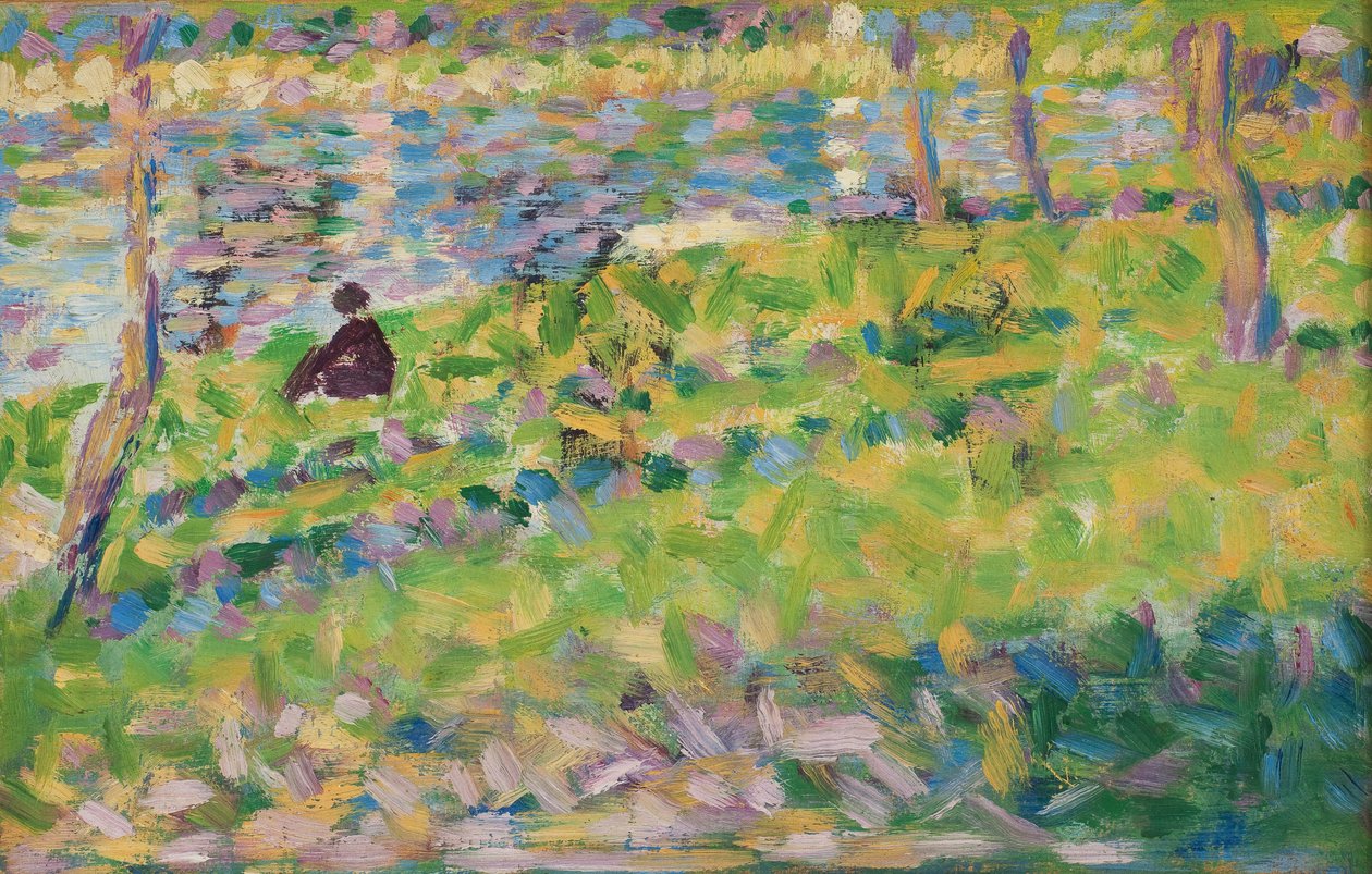 Landskab, siddende mand af Georges Pierre Seurat