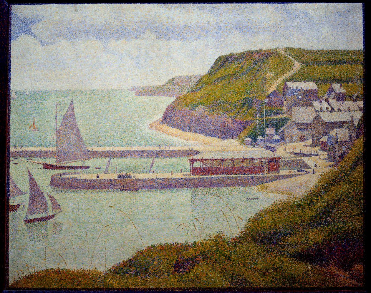 Port en Bessin, før havn, maree haute Maleri af Georges Seurat (1859-1891) 1888 Søn. 0,67x0,82 m. Paris, Musee d