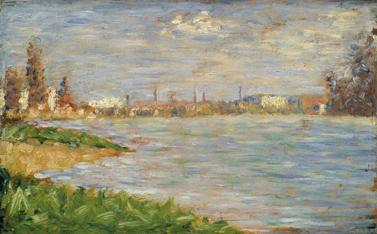 The River Banks, n. 1883 (öljy paneelille) af Georges Pierre Seurat
