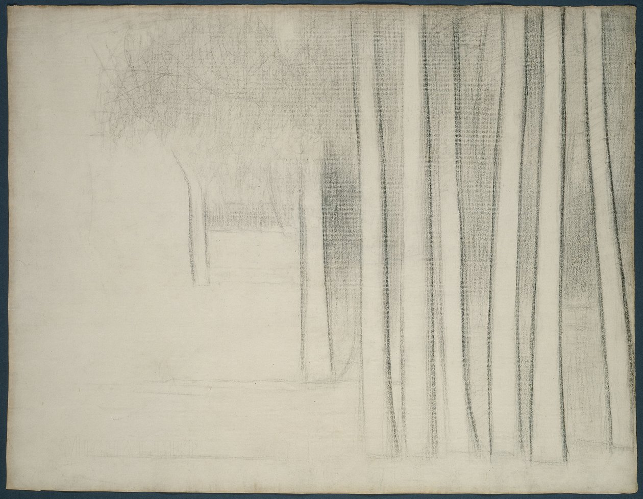 Træstammer (studie for La Grande Jatte) af Georges Pierre Seurat