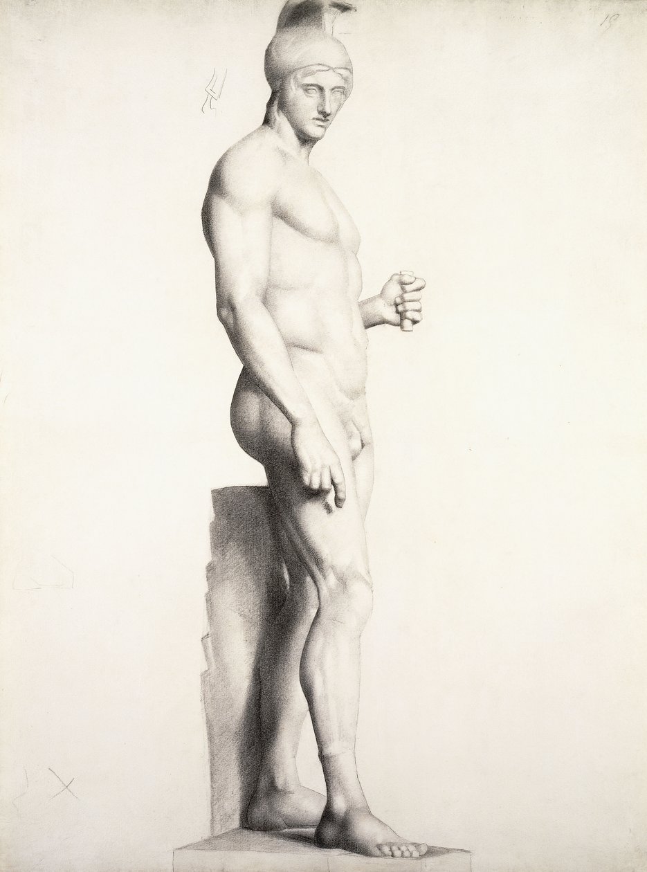Kriger iført hjelm, i profil, 1875-1878 af Georges Pierre Seurat