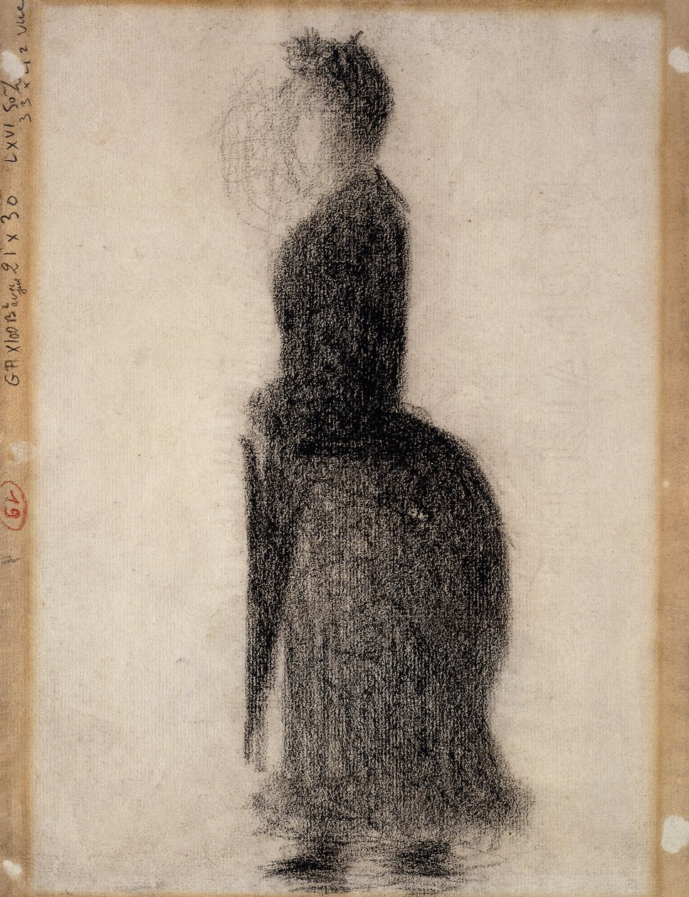 Kvinde med en parasol; Kvinde med paraply, ca. 1883 af Georges Pierre Seurat