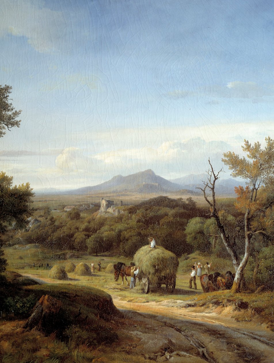 Country scene. Venstre detalje. Maleri Georges Prieur (1800-tallet) af Georges Prieur