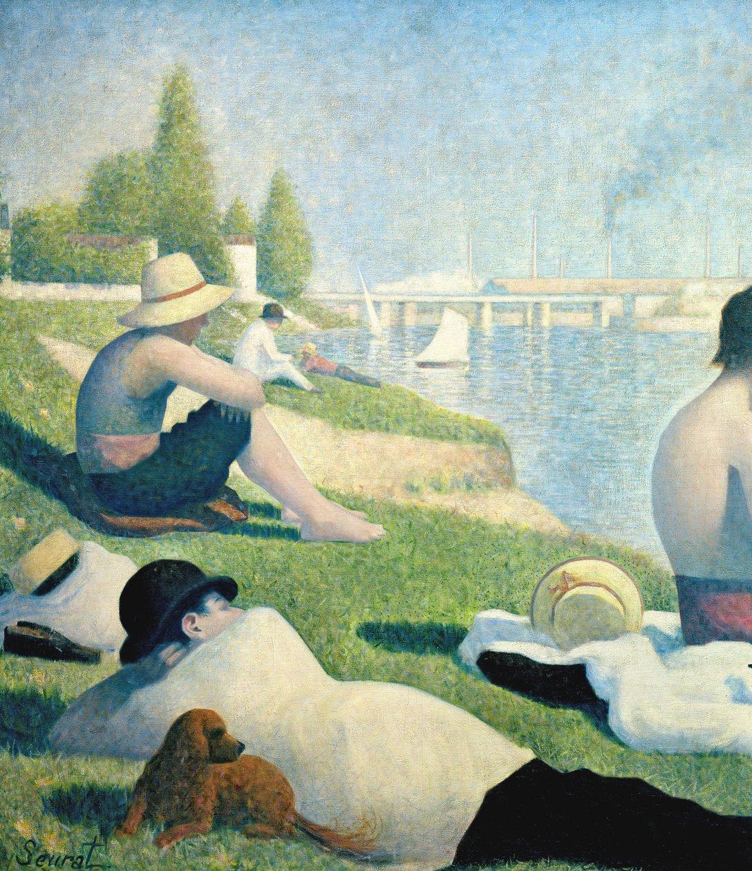 Badende i Asnieres, 1884 detalje af 2136 af Georges Seurat