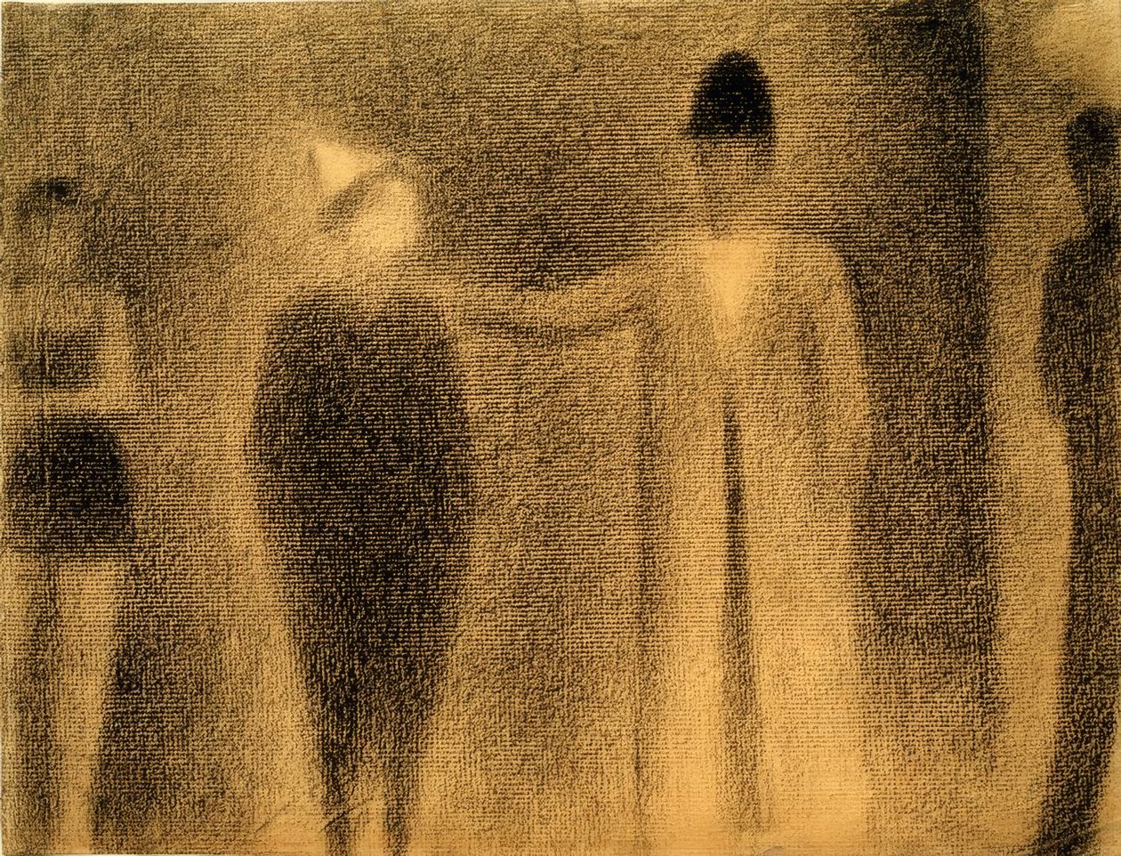 Klovn og tre karakterer (Klovn og tre figurer / Studie) af Georges Seurat