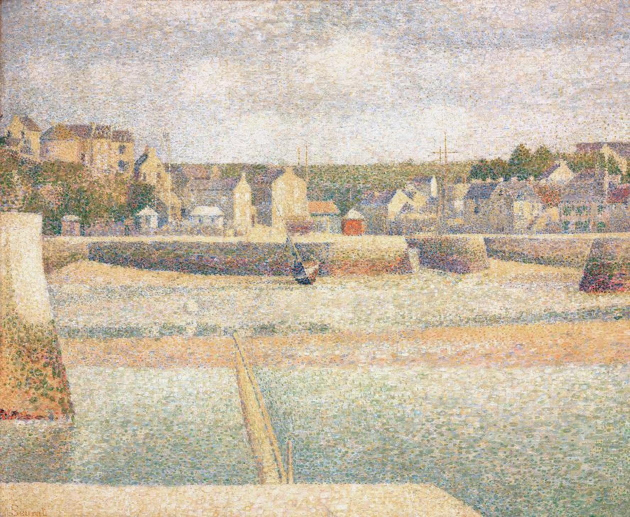 Den ydre havn i Porten-Bessin ved lavvande af Georges Seurat