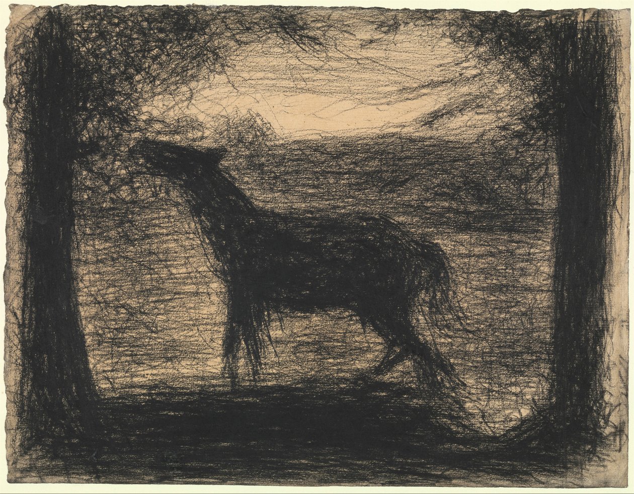 Foal (Føllet), 1882-83 (conte crayon på bindet papir) af Georges Seurat