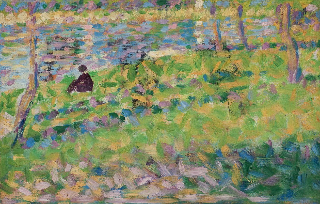 Fransk: Paysage, homme assis af Georges Seurat