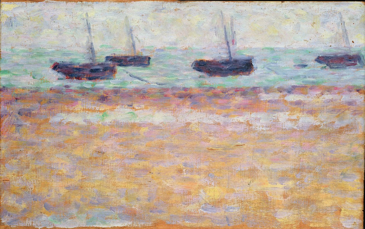 Havn i Grandcamp (fire både) af Georges Seurat