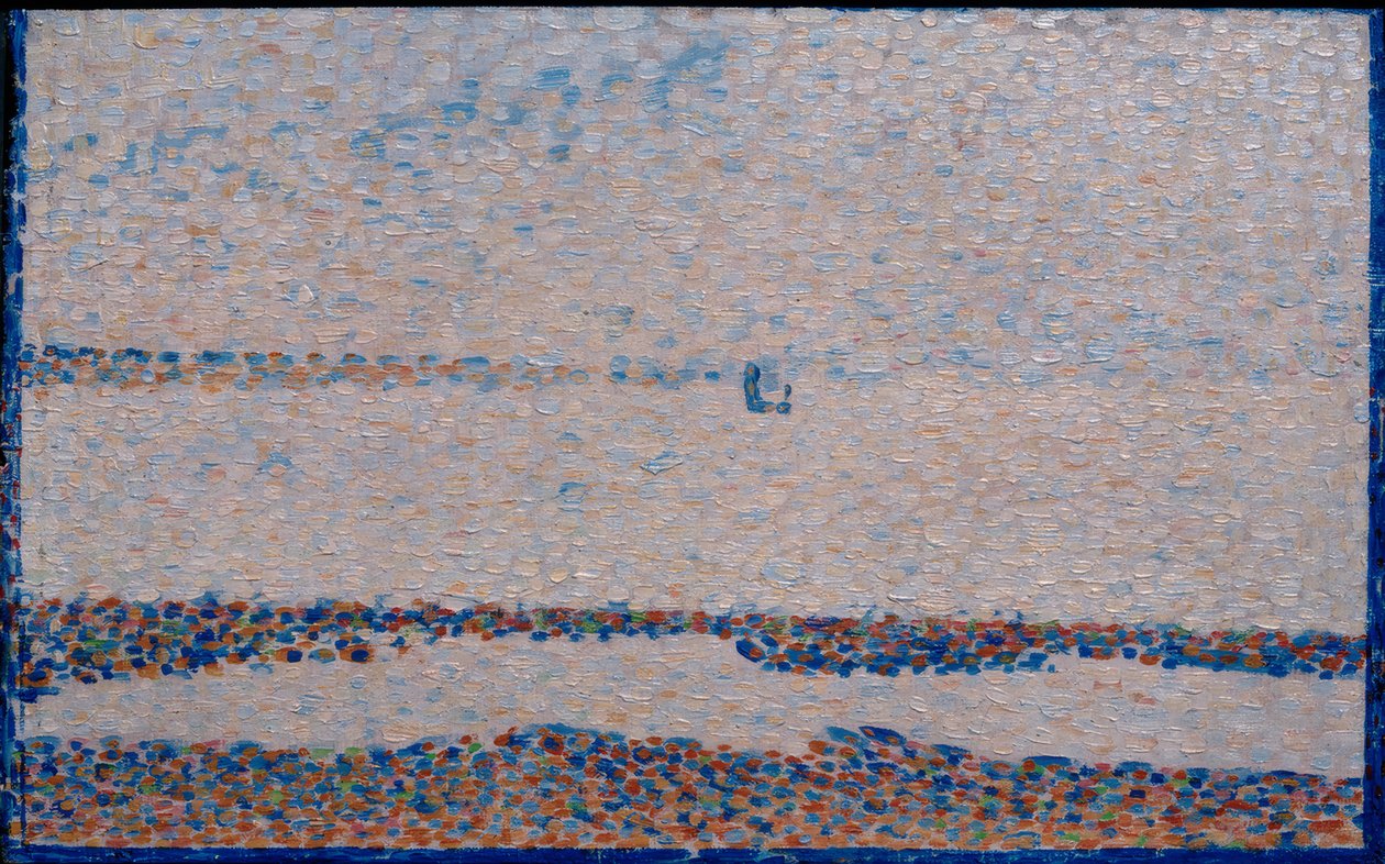 La Plage, en båd ved Gravelines (Strand bei Gravelines) af Georges Seurat