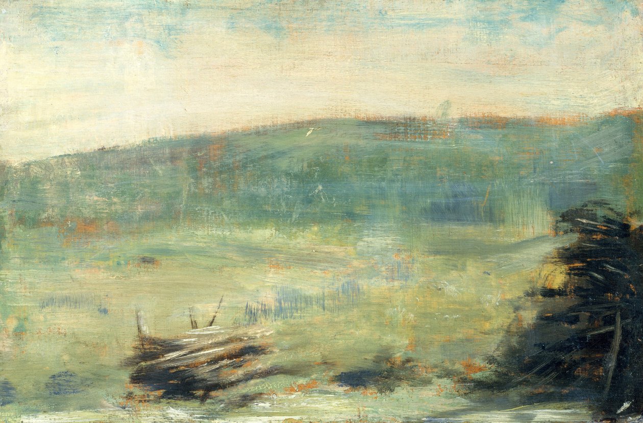 Landskab ved Saint-Ouen, 1878-79 (Olie på træ) af Georges Seurat