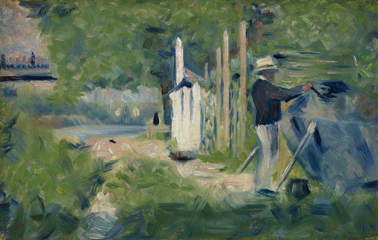 Mand maler sin båd, ca. 1883 (panel) af Georges Seurat
