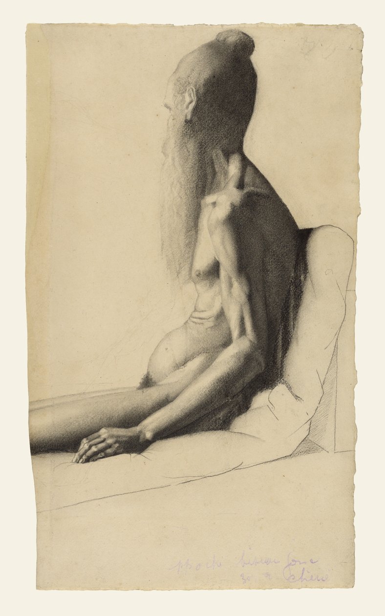 Nøgenstudie af en gammel mand (Père Bainville) af Georges Seurat