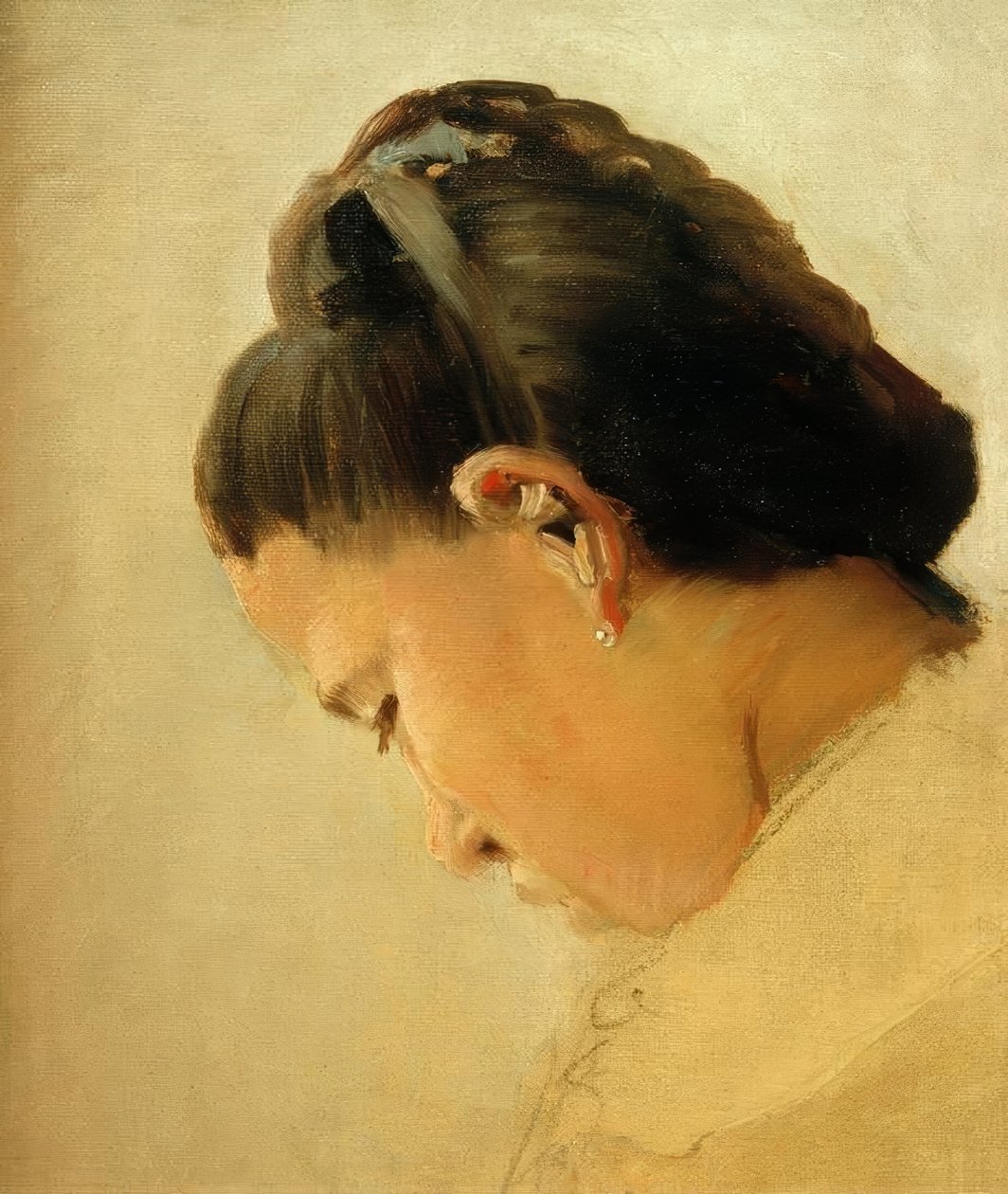 Tête de jeune fille (hoved af en ung pige) af Georges Seurat