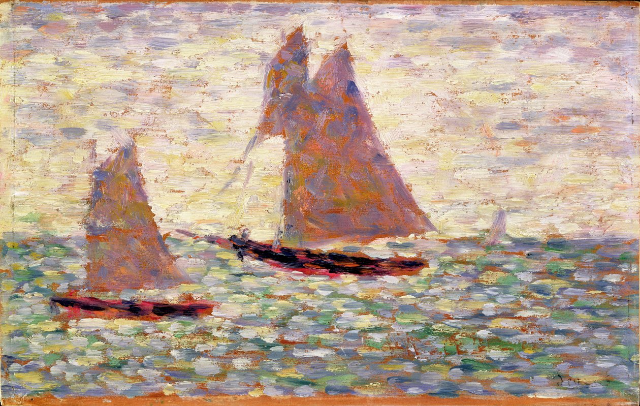 To sejlbåde ved Grandcamp, ca. 1885 af Georges Seurat