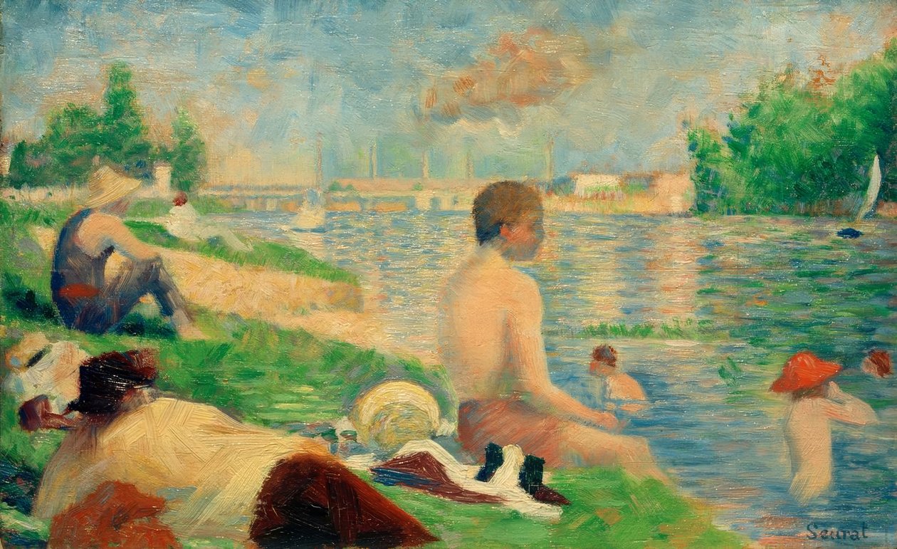 Svømning, Asnières (Badeplatz Asnières / Finale Studie) af Georges Seurat