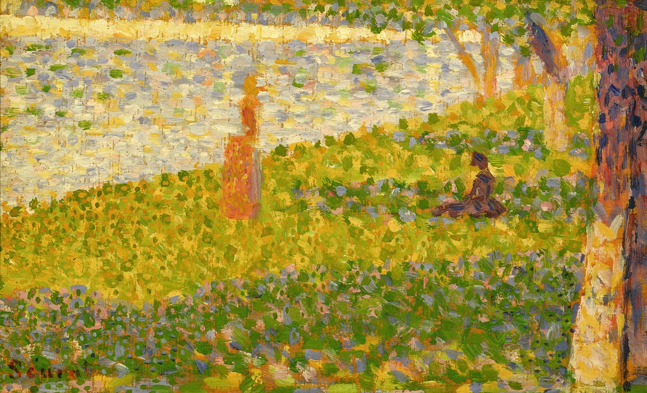 Kvinder på flodbredden, studie for La Grande Jatte, ca. 1885-86 af Georges Seurat