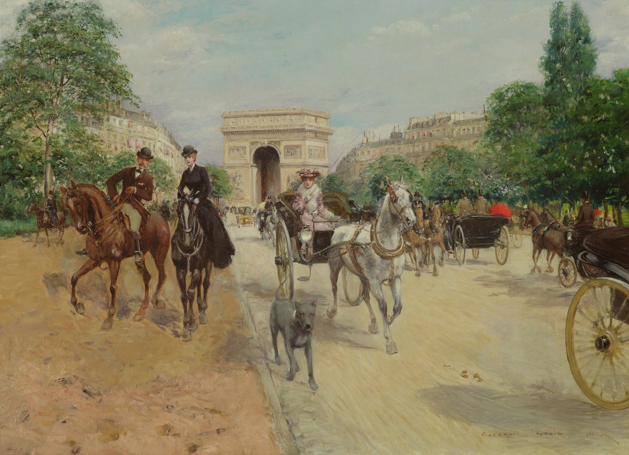 Ryttere og vogne på Avenue du Bois, 1910 af Georges Stein