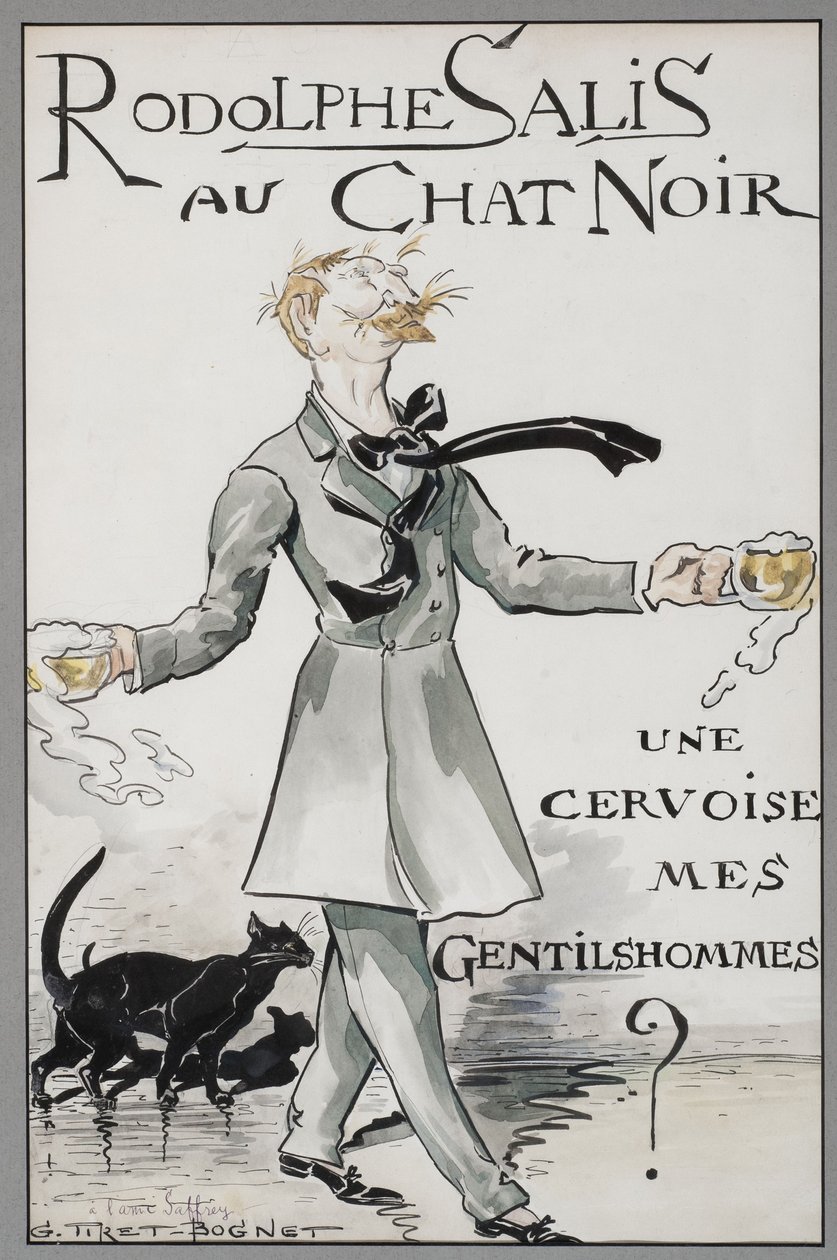 Rodolphe Salis med den sorte kat, ca. 1890. af Georges Tiret Bognet