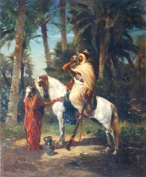 A Halted Horseman (olie på lærred) af Georges Washington
