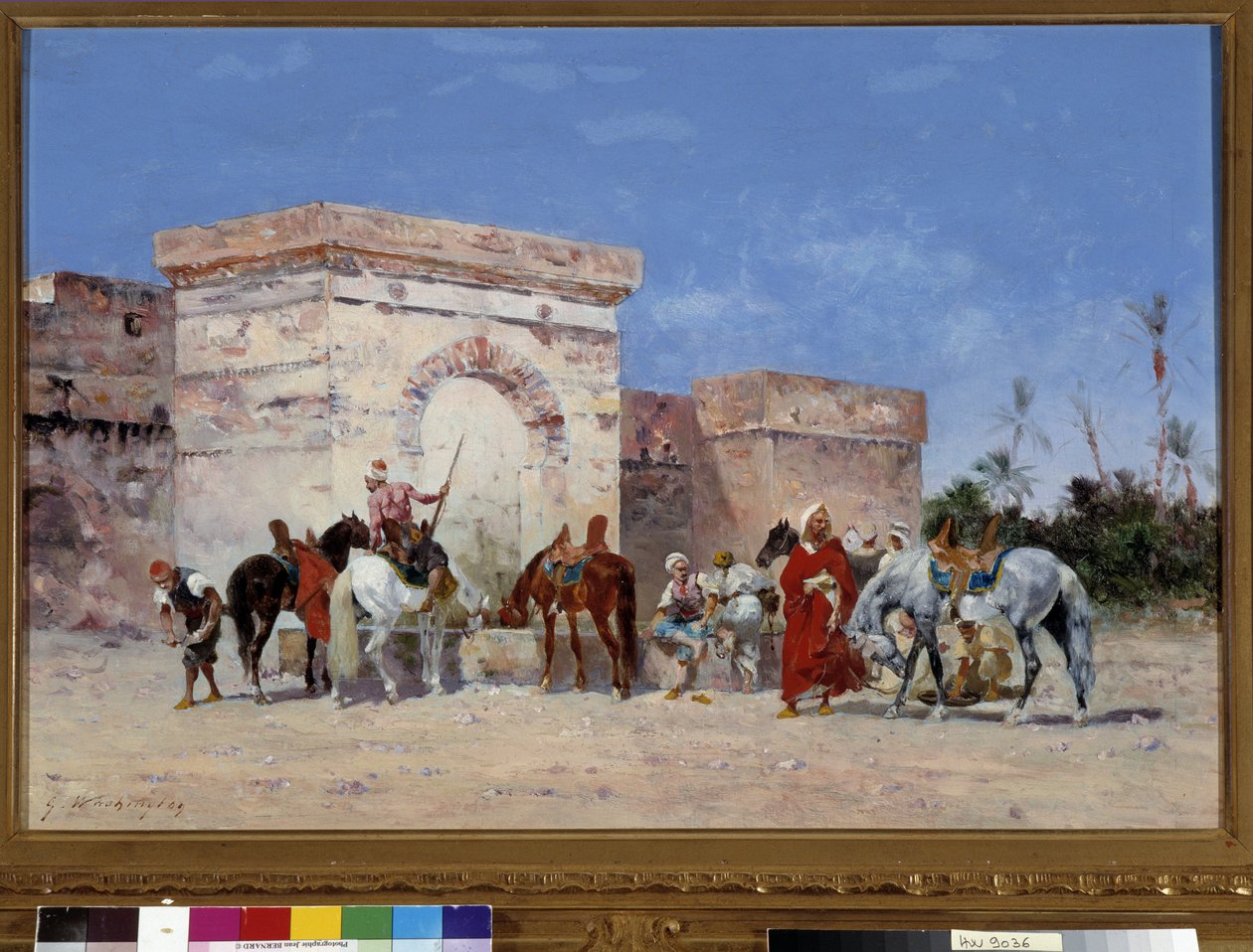 Untitled Pausen har kilden til en oase i ørkenen. Maleri af Georges Washington (1827-1910) Obligatorisk omtale: Collection foundation regards de Provence, Marseille af Georges Washington