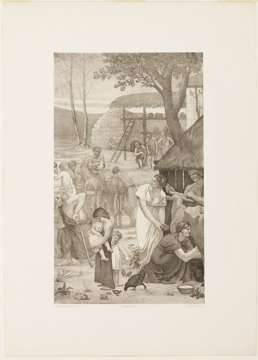Den hellige Genevièves pastorale liv (højre panel) af Georges William Thornley