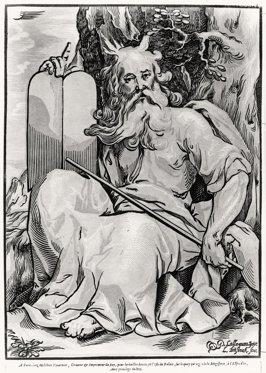 Moses, graveret af Ludwig Businck (ca. 1590-efter 1630) af Georges after Lallemand