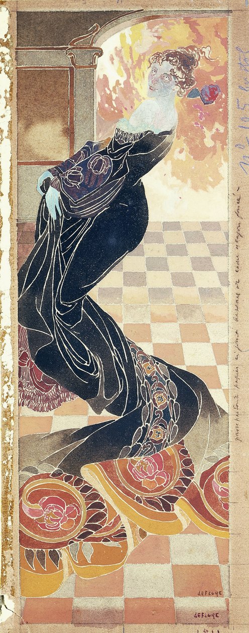Dame i sort kjole, ca. 1900 (gouache på papir) af Georges de Feure