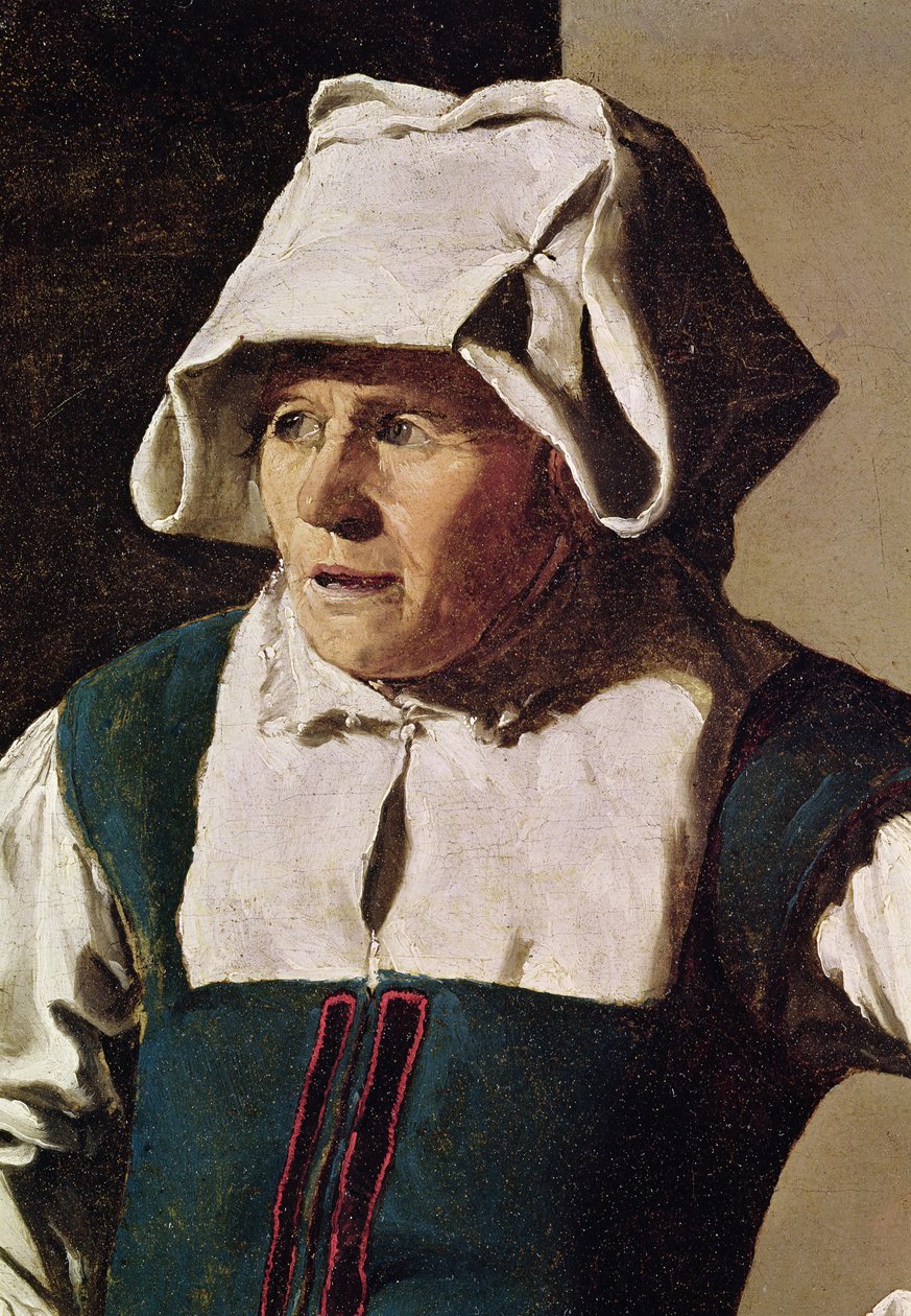 Gammel kvinde, detalje af hovedet, ca. 1618-19 (detalje af 242455) af Georges de La Tour