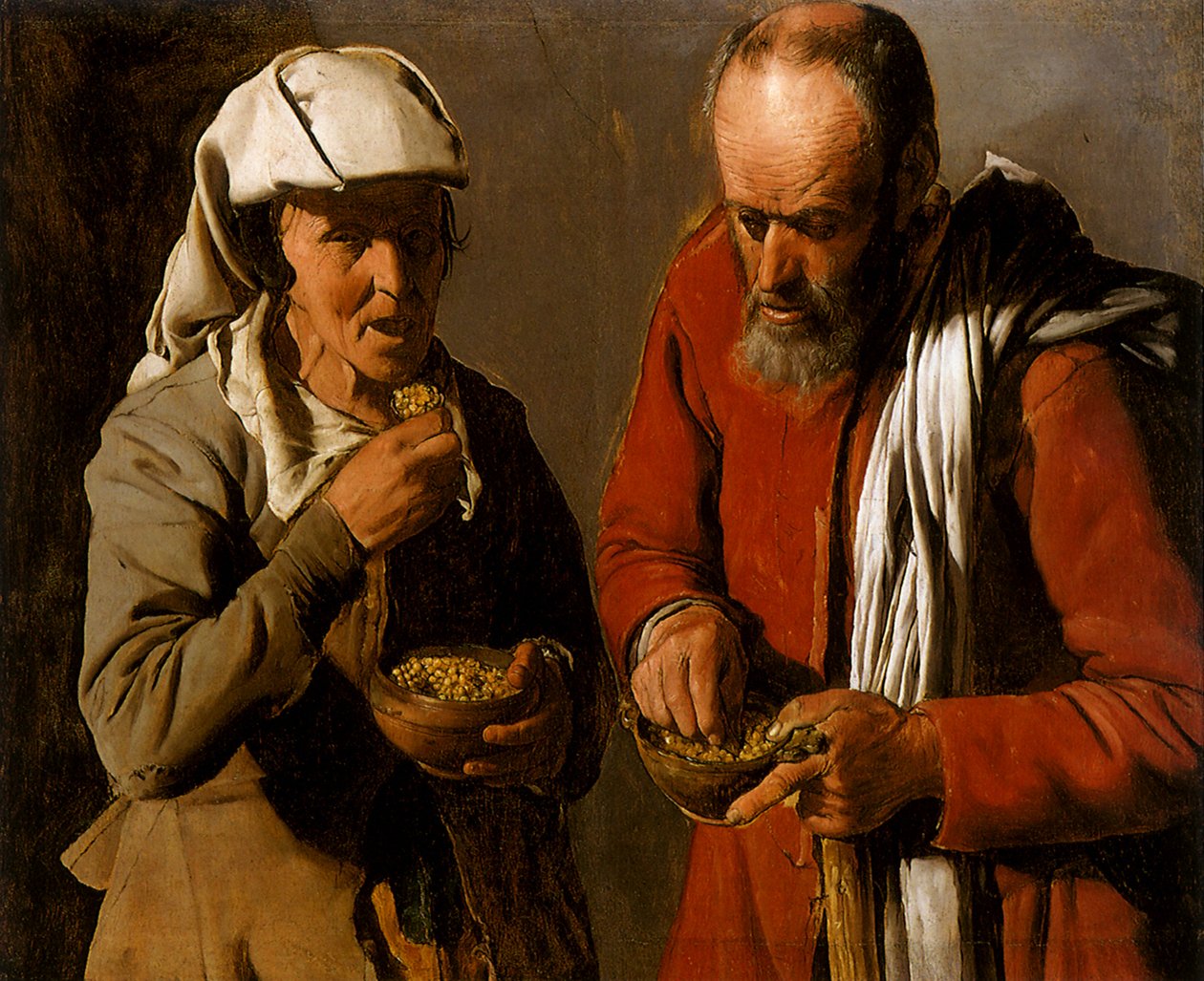 Bondepar spiser, 1621 af Georges de La Tour