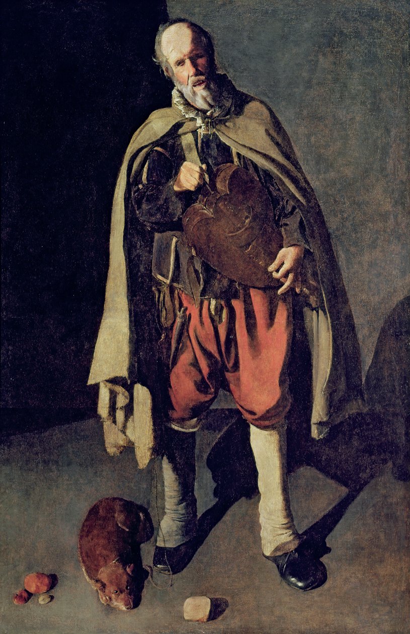 The Hurdy Gurdy Player med sin hund, 1620
