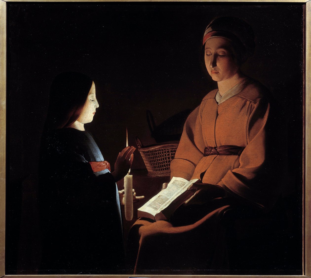 Uddannelse af jomfruen. Maleri af Georges De La Tour (1593-1652) af Georges de la (after) Tour