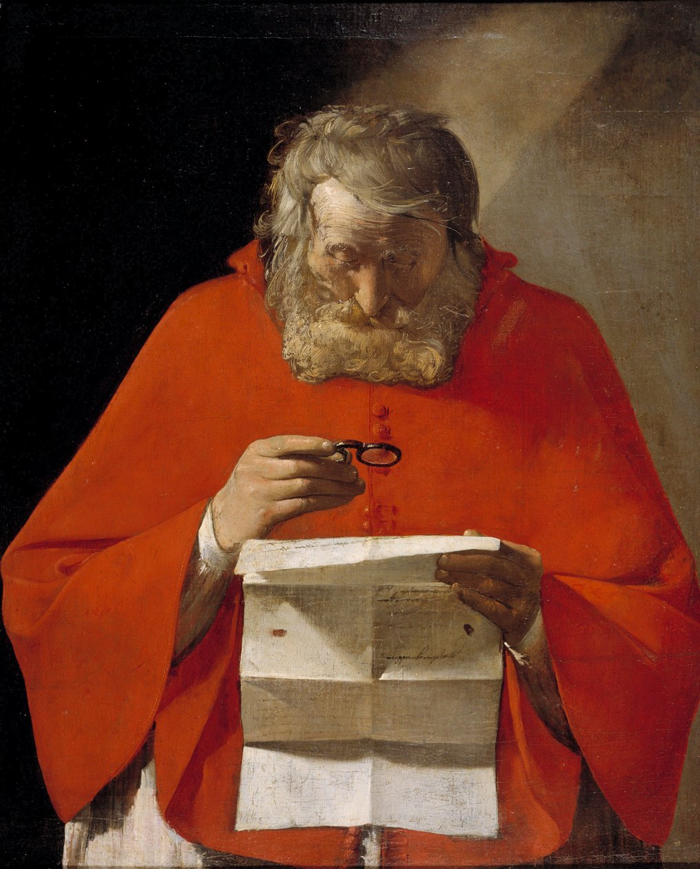 Sankt Hieronymus læser et brev - Olie på lærred af Georges de La Tour (1593-1652), c1628-1629 - Museo del Prado, Madrid af Georges de La Tour