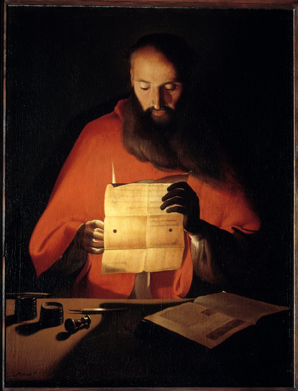 Sankt Hieronymus læser. Maleri af Georges De La Tour (1593-1652) af Georges de La Tour