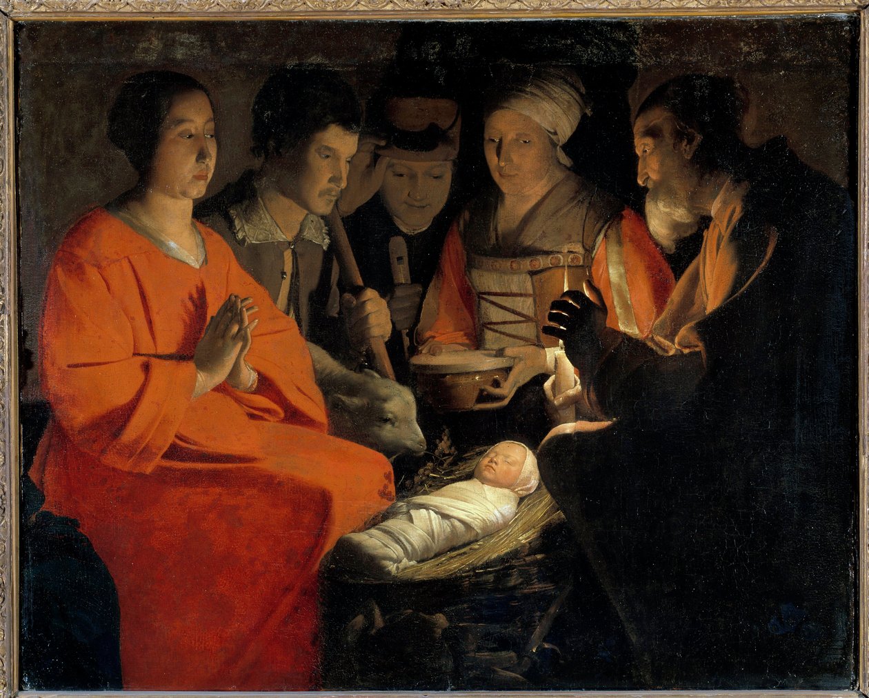 Hyrdernes tilbedelse Maleri af Georges de La Tour (1593-1652) 1600-tallets søn. 1,07x1,31 m af Georges de La Tour