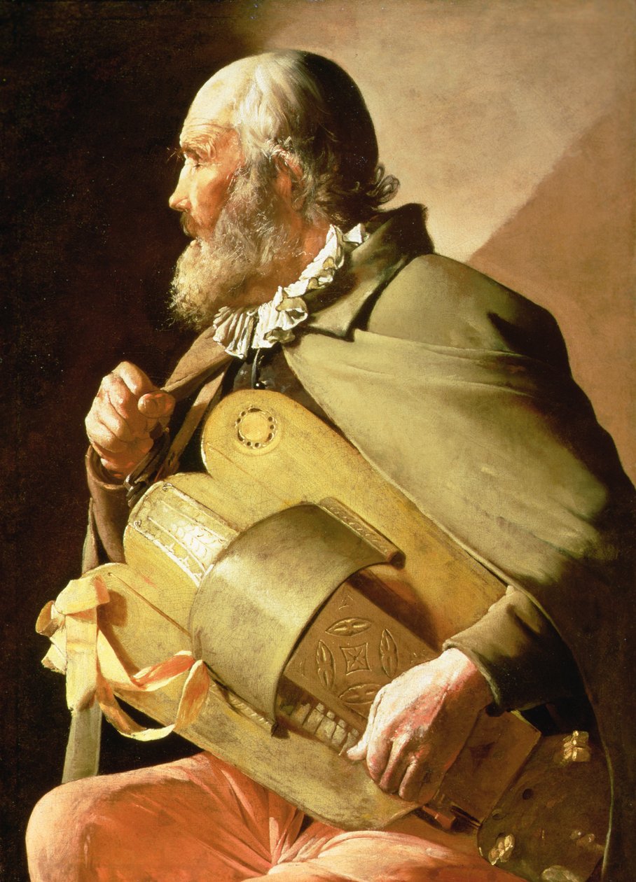 The Blind Hurdy Gurdy Player (olie på lærred) af Georges de La Tour
