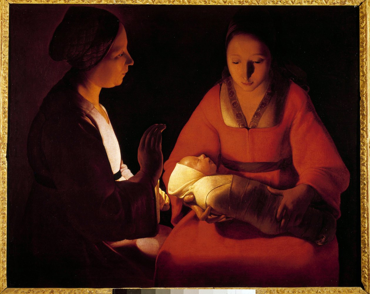 The New Born Child (The New Born Child). Maleri af Georges De La Tour (1593-1652) af Georges de La Tour