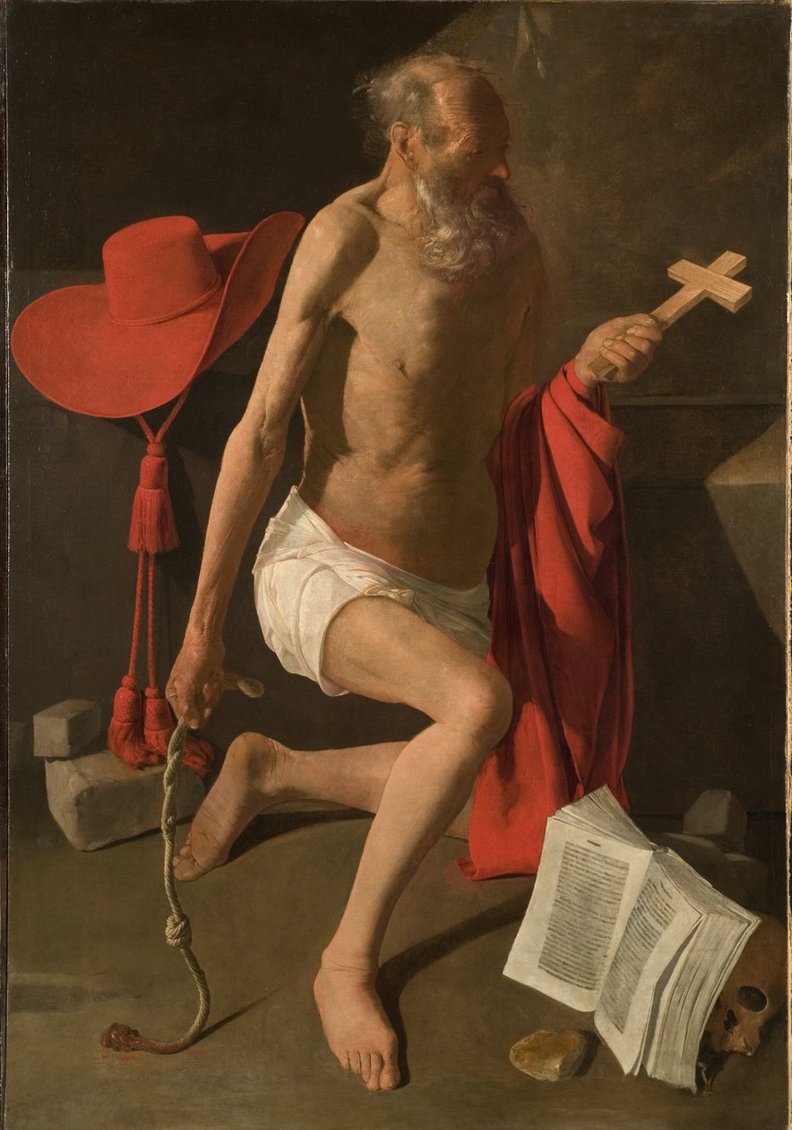 The Penitent St. Hieronymus (olie på lærred) af Georges de La Tour