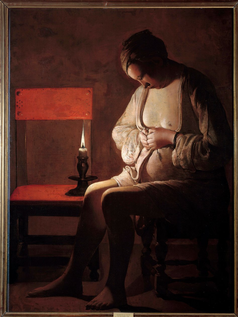 Kvinden har chippen. Maleri af Georges De La Tour (1593-1652) af Georges de La Tour