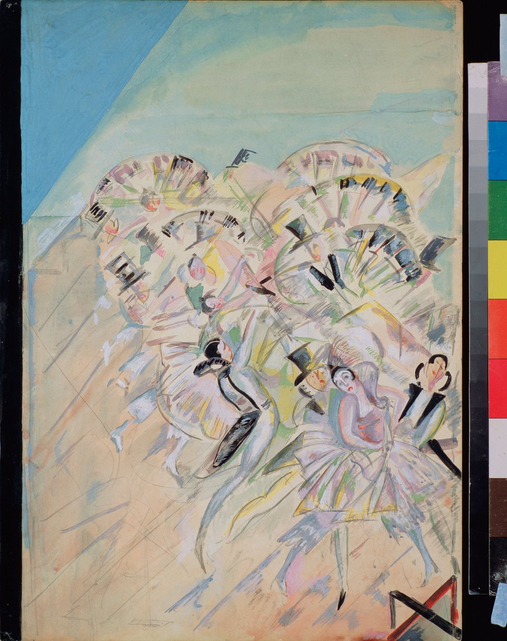 Forberedende indretning til operetten ""Girofle Girofla"" (Girofle-Girofla) af Charles Lecocq (1832-1918) (Scenedesign til operetten Girofle Giroflia, af Charles Lecocq) - Værk af Georgi Bogdanovich Yakulov (1884-1928), gouache på skrift af Georgy Bogdanovich Yakulov