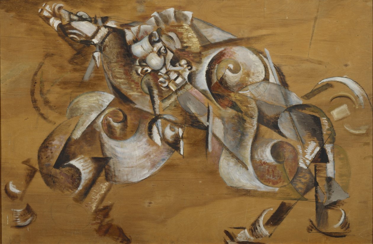 Løve angriber en hest, 1917-1918 af Georgy Bogdanovich Yakulov