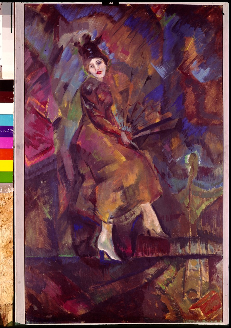 Portræt af Panna Paskevich. Værk af Georgi Bogdanovich Yakulov (1884-1928), tempera på pap, russisk kunst, futurisme. Armenian National Gallery, Yerevan (Armenien). af Georgy Bogdanovich Yakulov