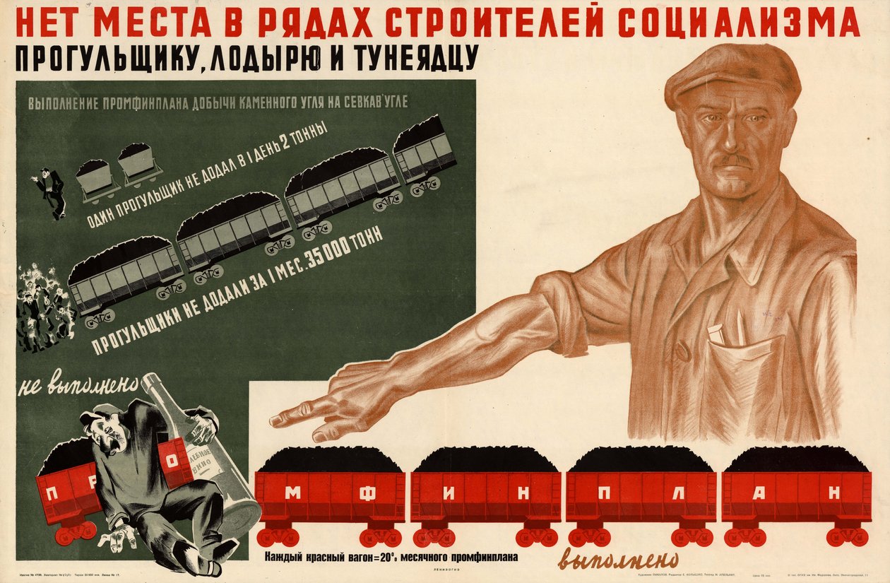 I rækken af socialismens bygherrer er der ikke plads til parasitter, 1933. af Georgi Nikitich Pikalov