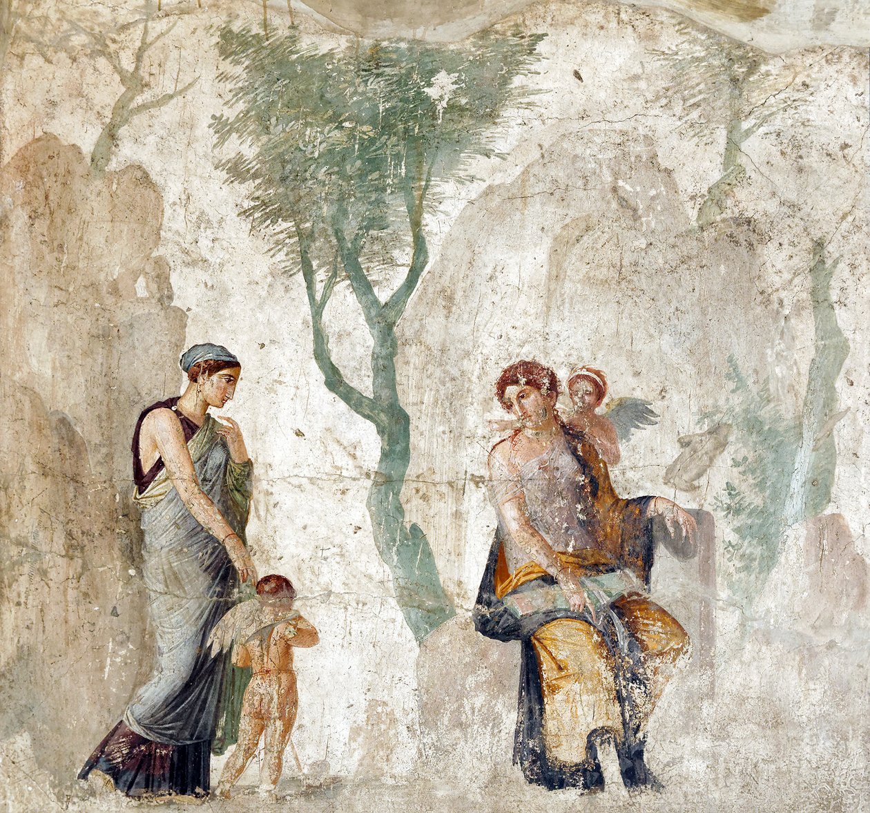 Eros bragt af Peitho til Afrodite, mens Anteros griner af, at han bliver straffet for at have valgt det forkerte mål, pompejansk fresko, ca. 25 f.v.t. (28298194699) af Georgia Levan Ramishvili from Tbilisi