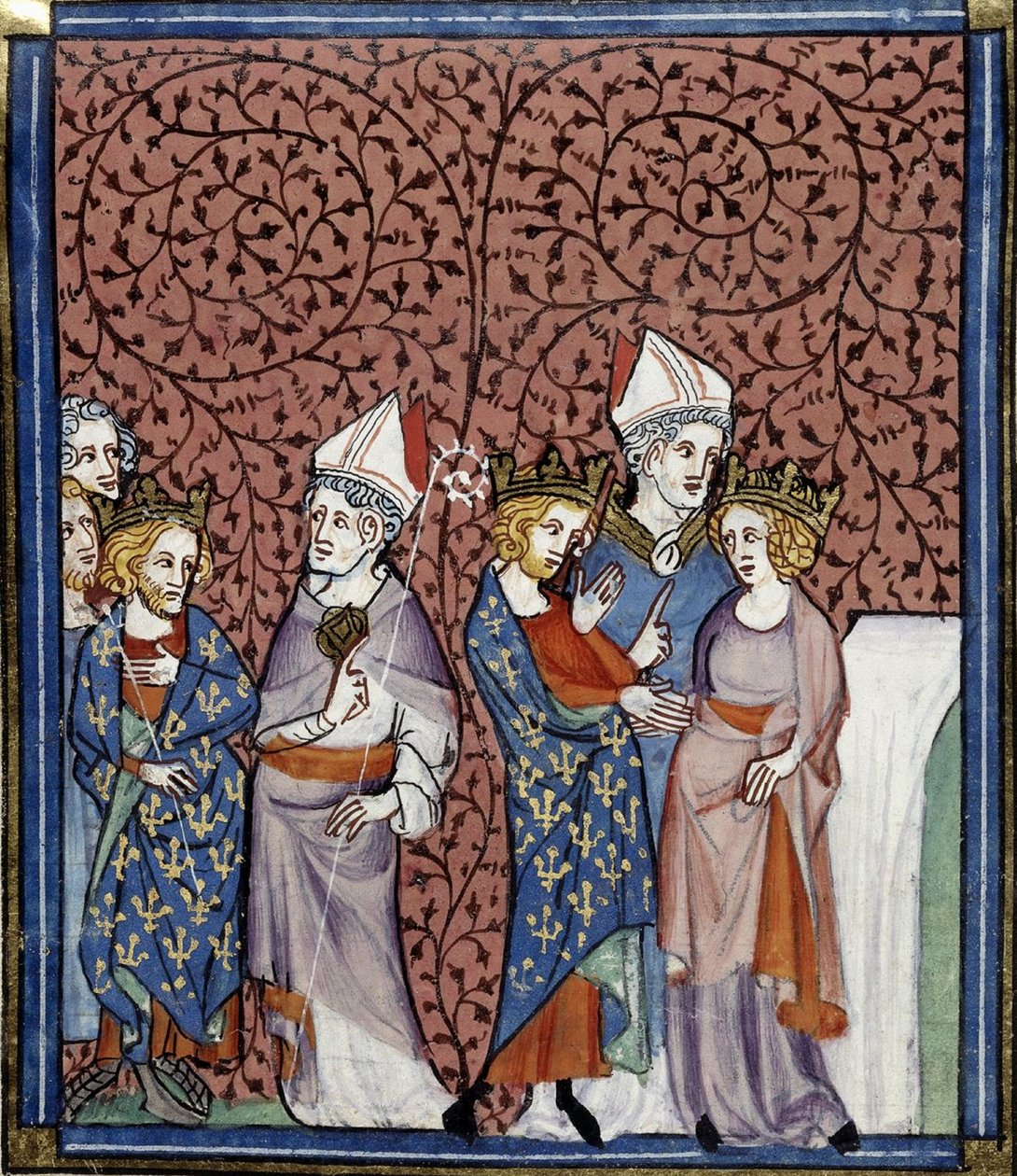 Henry I sender en biskop, og hans ægteskab med Anne, Grandes chroniques de France, Royal 16 G.VI, f.269v, ca. 1332-1350 (22727649151) af Georgia Levan Ramishvili from Tbilisi