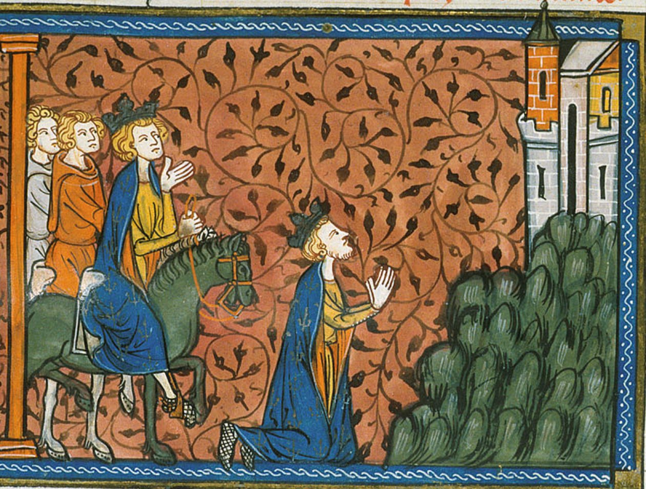 Louis IX på pilgrimsrejse til Nazareth, fra Chroniques de France ou de St Denis, 14. århundrede (22528526100) af Georgia Levan Ramishvili from Tbilisi