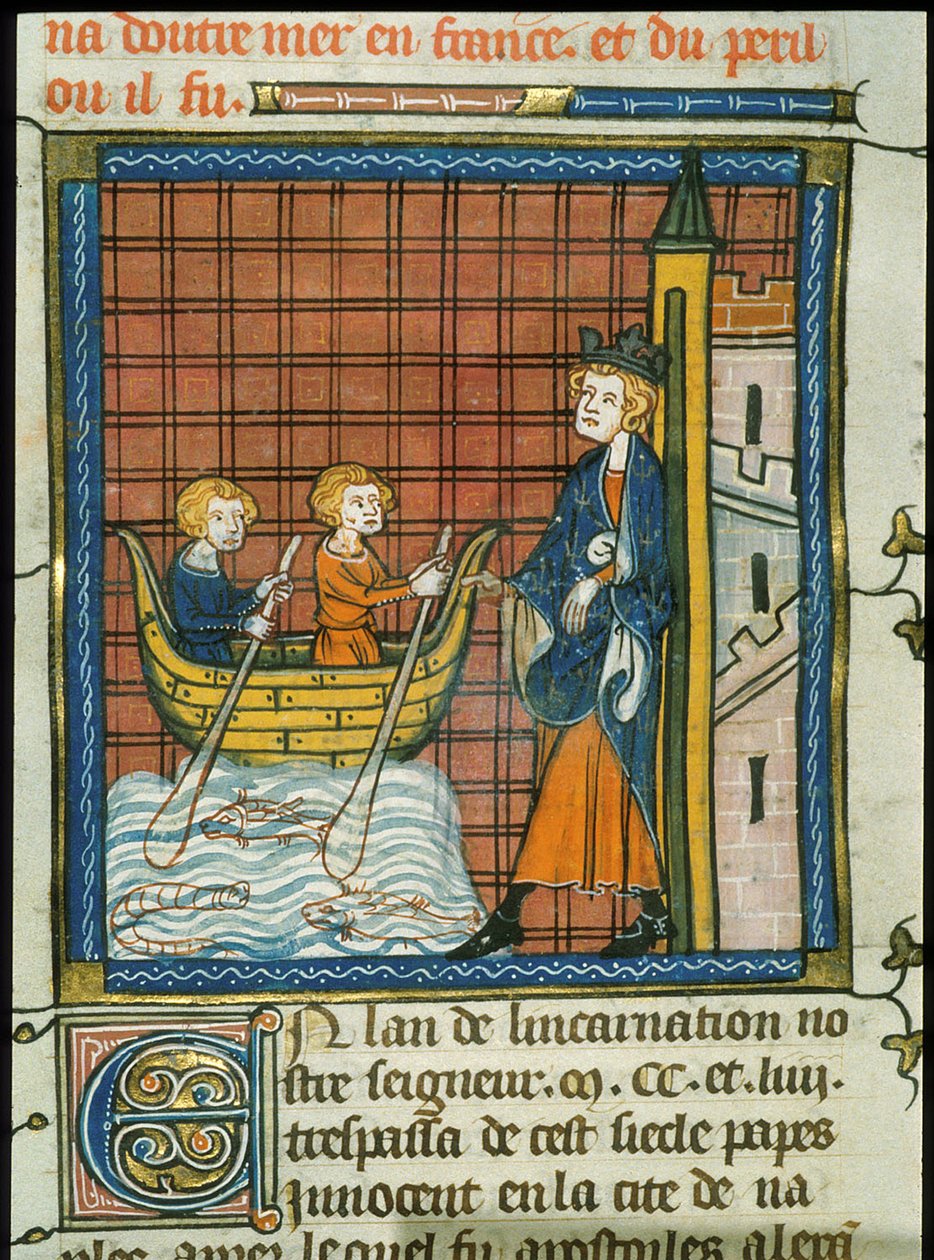 Louis IX sejler til Frankrig, fra Chroniques de France ou de St Denis, 14. århundrede (22093703934) af Georgia Levan Ramishvili from Tbilisi