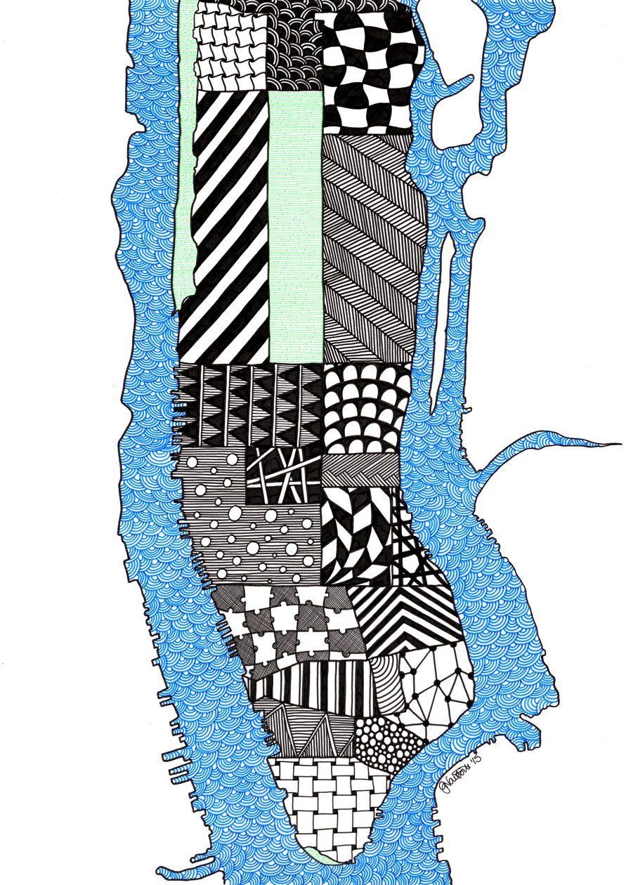 Manhattan, 2015 (blæk på bristolplade) af Georgina Naisbitt